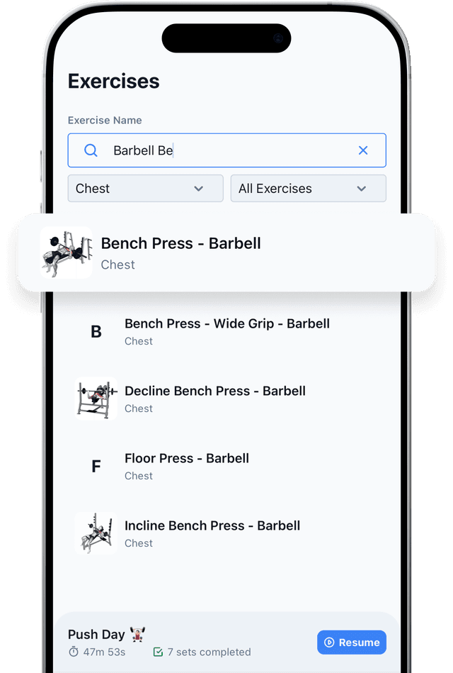 PRZone exercise library with 300+ exercises and custom exercise creation
